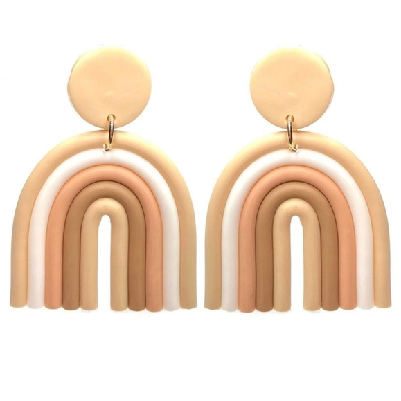 Jewelry - Neutral Rainbow Polymer Clay Earrings